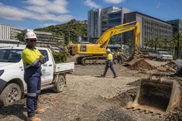 Construction site with excavator in Port Moresby
